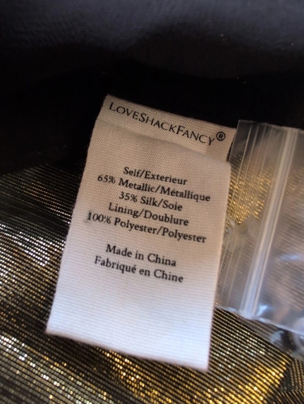 LoveShackFancy NWT Gold Metallic Mercy Mini Dress Size 10 - Picture 3 of 6